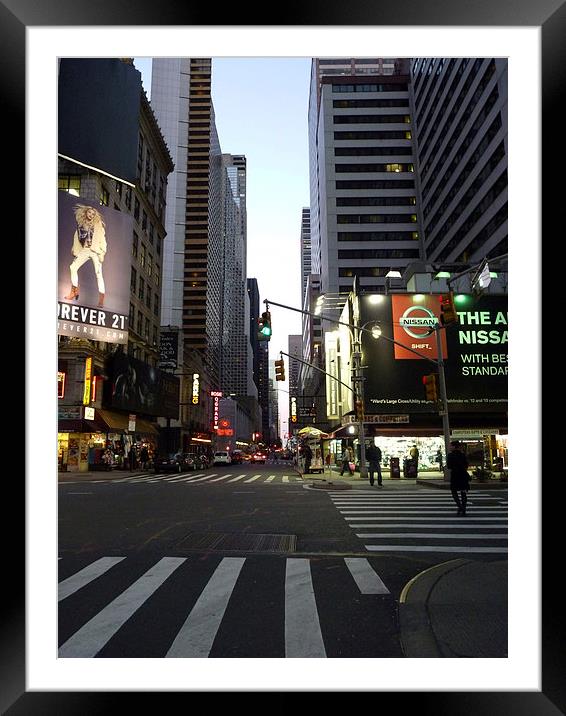 New York City At Twilight Framed Mounted Print by Rachel Mower