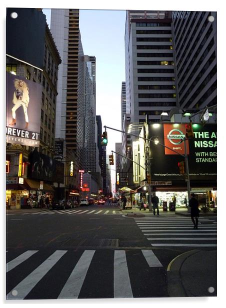New York City At Twilight Acrylic by Rachel Mower