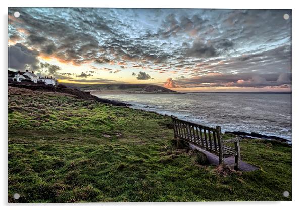 Croyde Bay sunrise Acrylic by Dave Wilkinson North Devon Ph