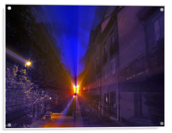 Night light beam Acrylic by Erzsebet Bak