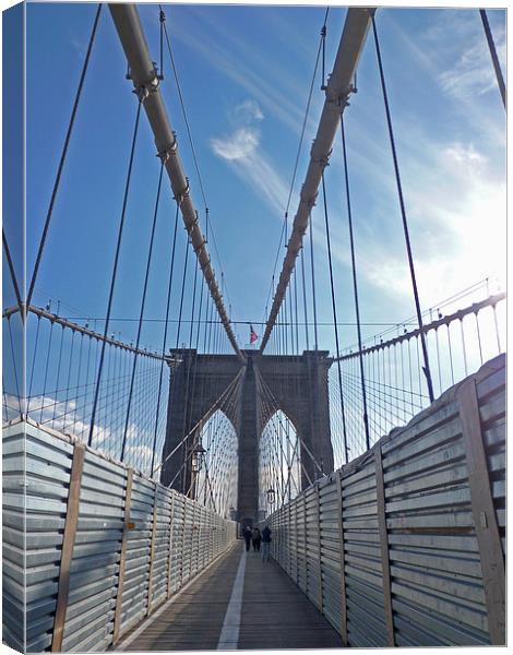 Brooklyn Bridge, New York Canvas Print by Rachel Mower