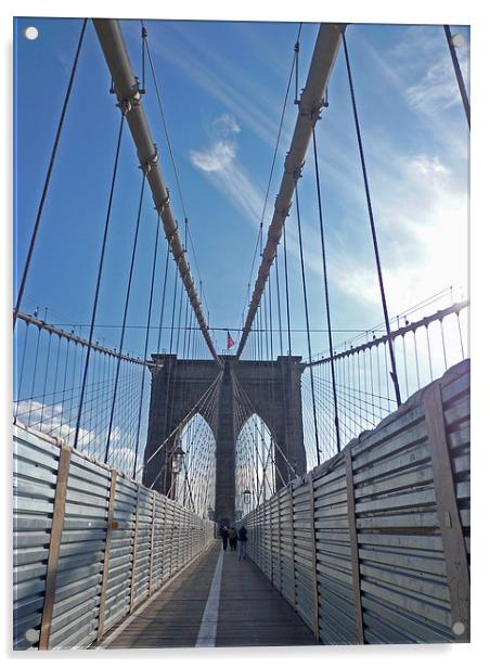 Brooklyn Bridge, New York Acrylic by Rachel Mower