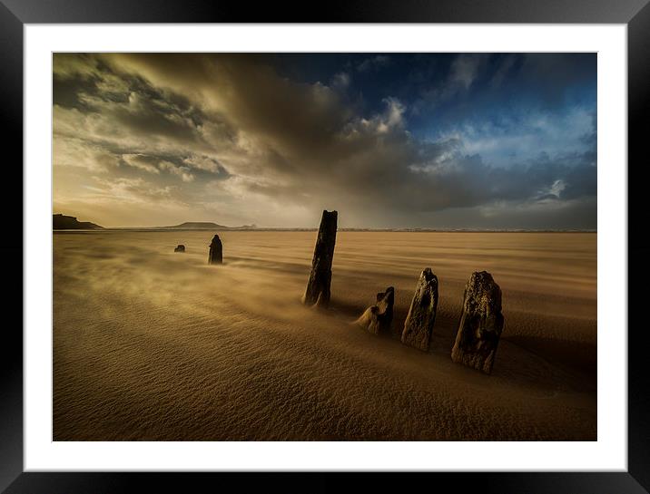 Rhossili Sandstorm Framed Mounted Print by Creative Photography Wales