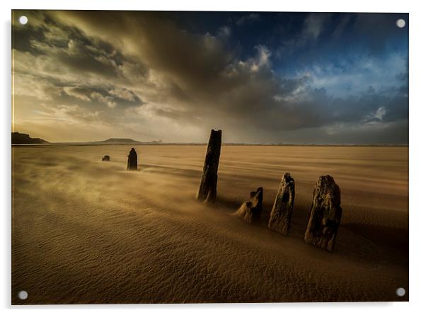 Rhossili Sandstorm Acrylic by Creative Photography Wales