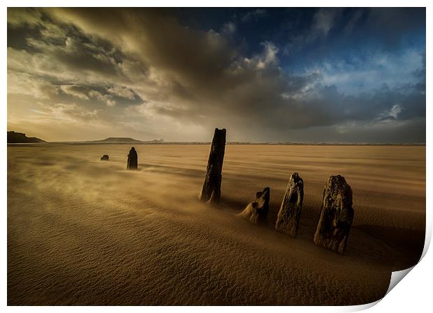 Rhossili Sandstorm Print by Creative Photography Wales