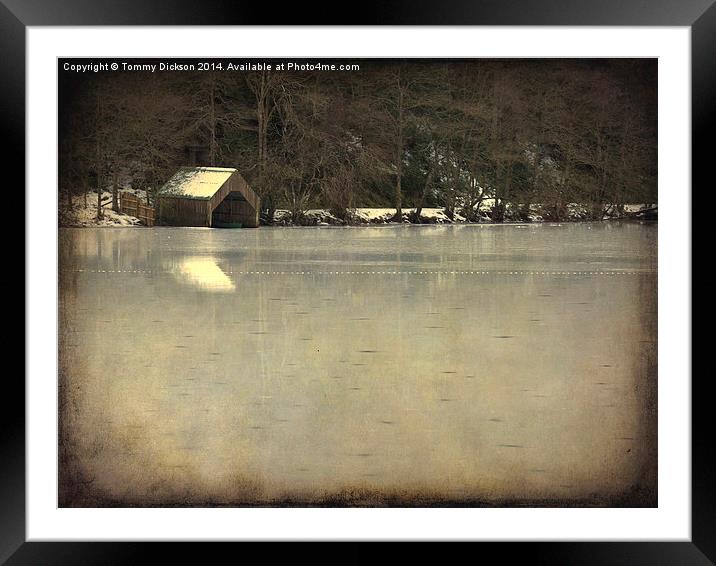 Winter Wonderland A Frozen Loch and Boathouse Framed Mounted Print by Tommy Dickson