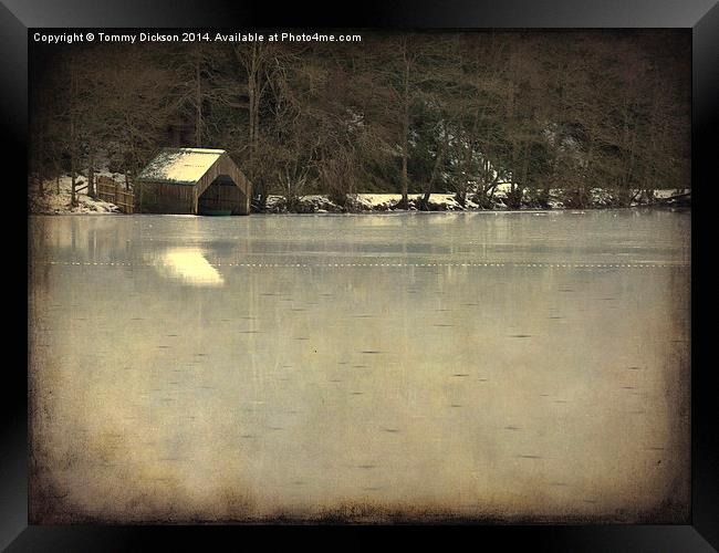 Winter Wonderland A Frozen Loch and Boathouse Framed Print by Tommy Dickson