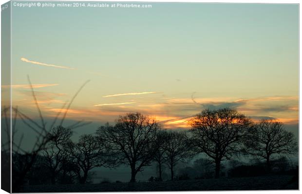 Sunrise And Mist Canvas Print by philip milner