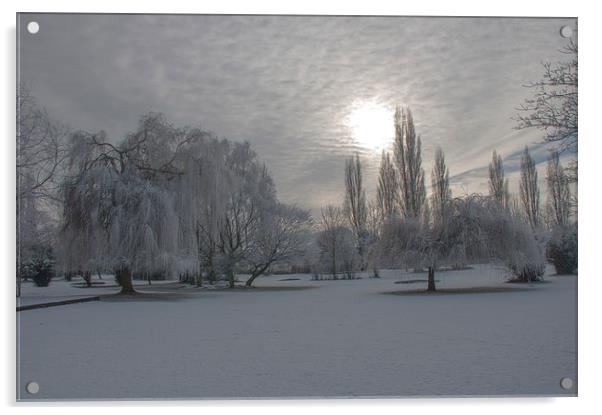 A winters morning on the golf course. Acrylic by Kenneth Stockdale