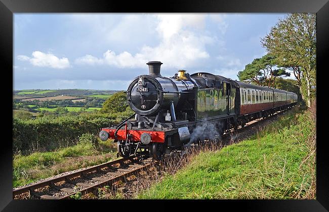 Steam train in Cornish countryside Framed Print by Ashley Jackson