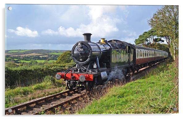 Steam train in Cornish countryside Acrylic by Ashley Jackson