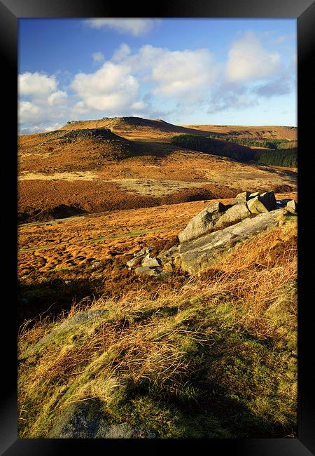 View from Burbage Rocks Framed Print by Darren Galpin