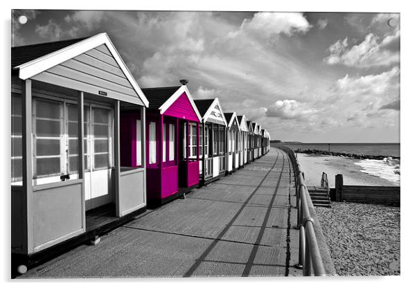 Pink Beach Huts in Southwold Acrylic by Paul Macro