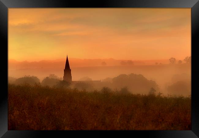 Church spire in the mist, Framed Print by Robert Fielding