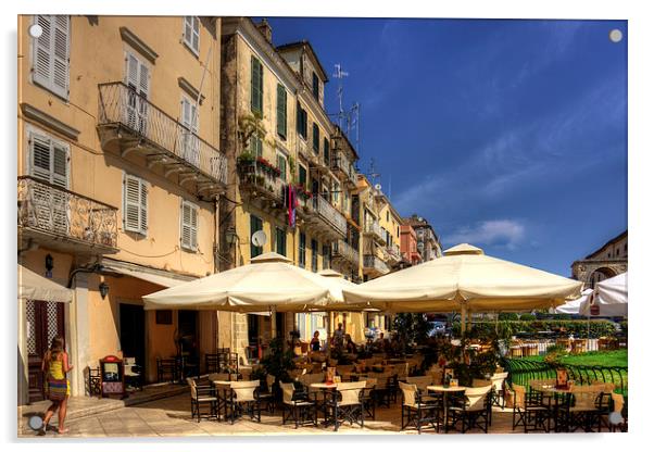 Corfu Town Restaurant Acrylic by Tom Gomez