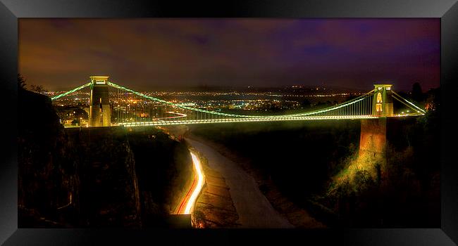 Clifton Suspension Bridge At Night Framed Print by Simon West