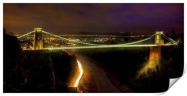 Clifton Suspension Bridge At Night Print by Simon West