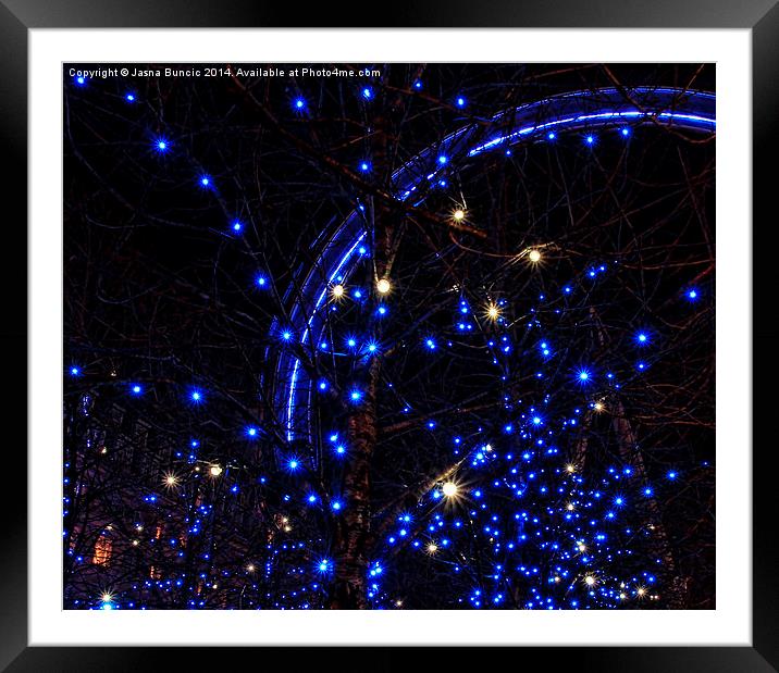 Blue lights of London Eye Framed Mounted Print by Jasna Buncic