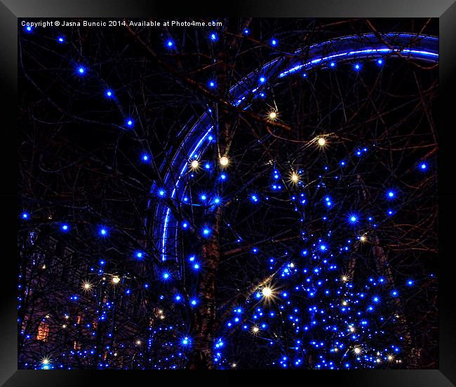Blue lights of London Eye Framed Print by Jasna Buncic