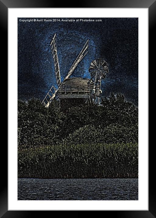 Horsey windmill Framed Mounted Print by Avril Harris