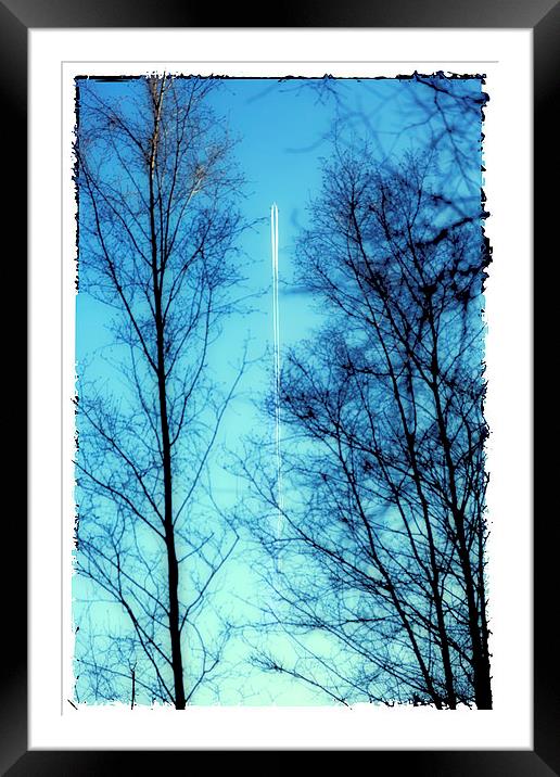 Distant Aeroplane in Blue Sky Framed Mounted Print by Natalie Kinnear