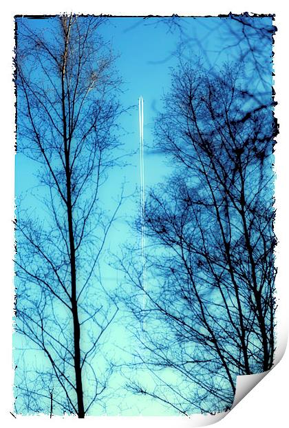 Distant Aeroplane in Blue Sky Print by Natalie Kinnear