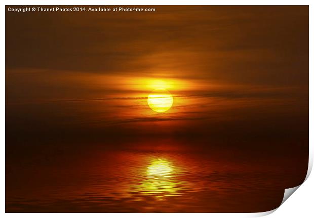 Sunset over water Print by Thanet Photos