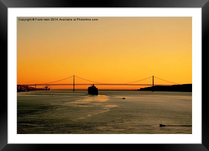 Portuguese sunrise on the River Tagus Framed Mounted Print by Frank Irwin
