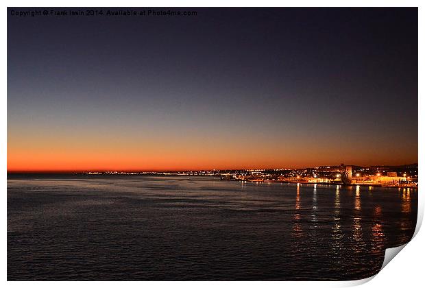 Lisbon from the Tagus by night. Print by Frank Irwin