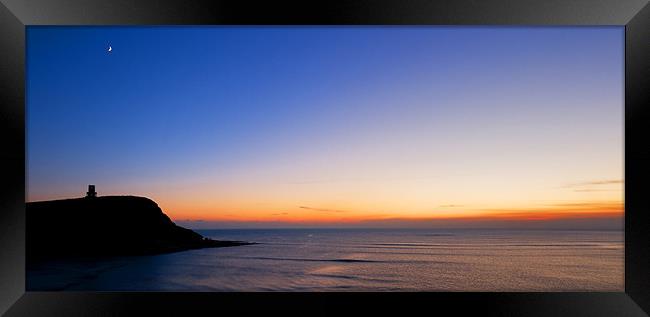 Sea, Sunset, Moon & Clavell Tower Framed Print by James Battersby