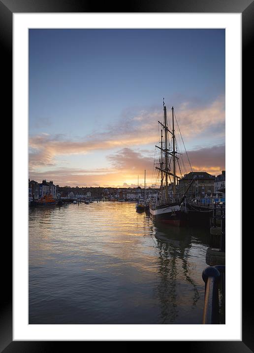 Weymouth Harbour at Sunset Framed Mounted Print by Paul Brewer