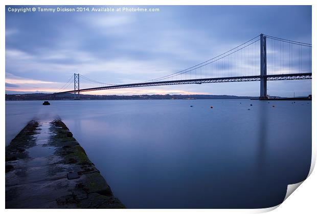 Tranquil Forth Road Bridge at Dusk Print by Tommy Dickson