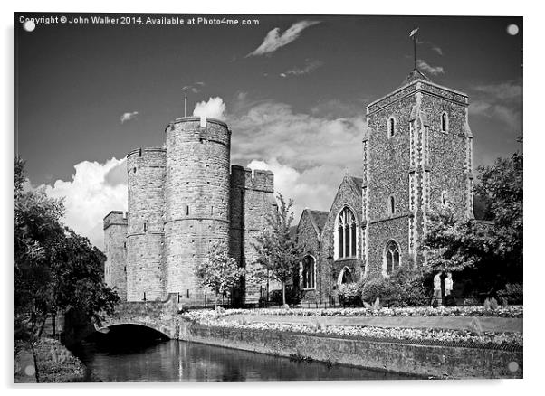 Westgate Towers and Gardens in Canterbury Acrylic by John B Walker LRPS