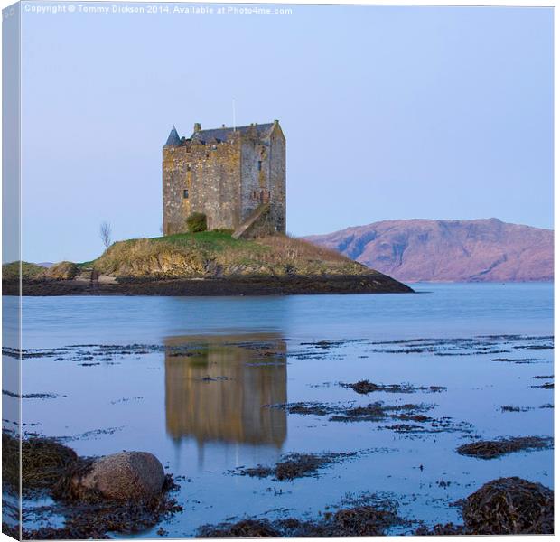 Majestic Castle Stalker Reflected in Scottish Wate Canvas Print by Tommy Dickson