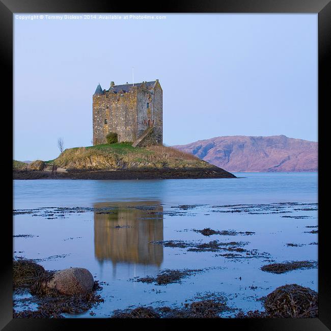 Majestic Castle Stalker Reflected in Scottish Wate Framed Print by Tommy Dickson