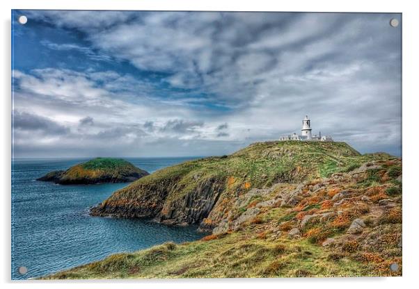 Strumble Head lighthouse Pembrokeshire Acrylic by Gary Pearson