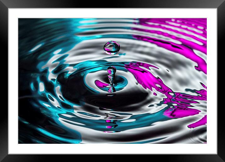 Water Droplet Colour Splash Framed Mounted Print by Malcolm Wood