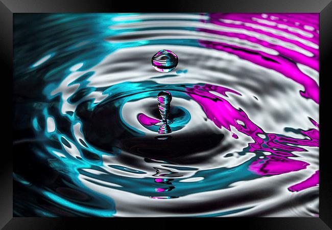 Water Droplet Colour Splash Framed Print by Malcolm Wood