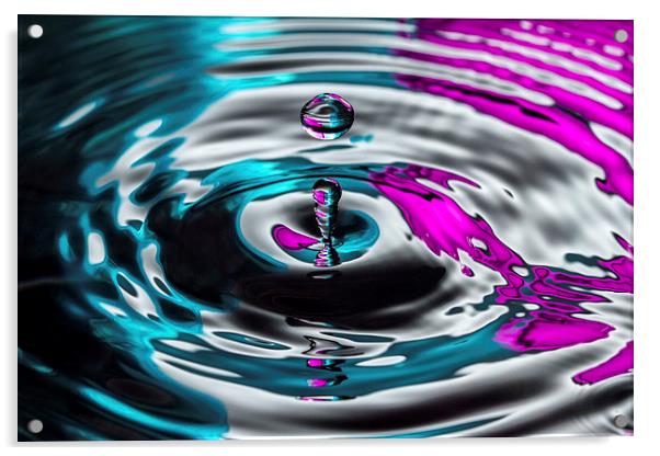 Water Droplet Colour Splash Acrylic by Malcolm Wood