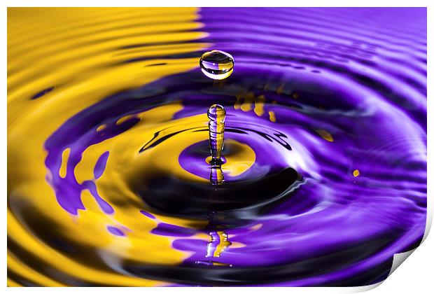 Water Droplet Two Colours Splash Print by Malcolm Wood