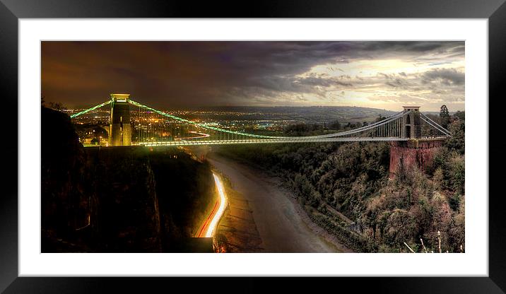 Clifton Suspension Bridge Night and Day Framed Mounted Print by Simon West