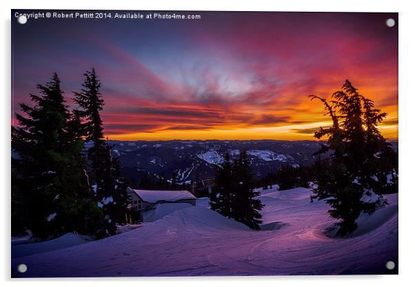 Sunset at Mt Hood Acrylic by Robert Pettitt
