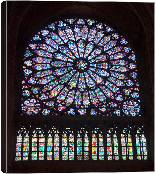 Notre Dame Stained Glass Canvas Print by Geoff Storey