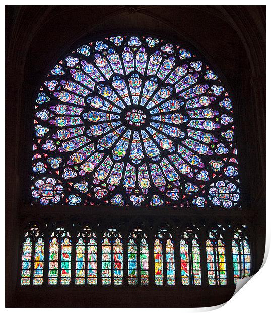 Notre Dame Stained Glass Print by Geoff Storey