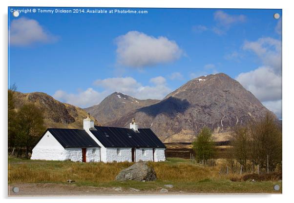 Buachaille Etive Mor and Blackrock Cottage Acrylic by Tommy Dickson