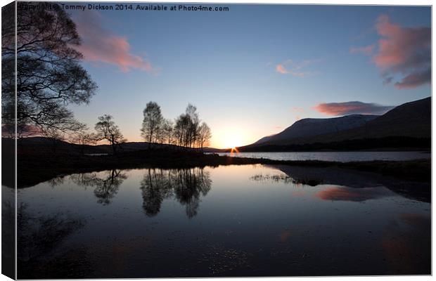 Serene Sunrise Over Scottish Loch Canvas Print by Tommy Dickson