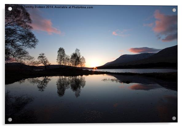 Serene Sunrise Over Scottish Loch Acrylic by Tommy Dickson