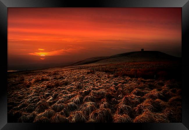 Rivington pike sunset Framed Print by Robert Fielding