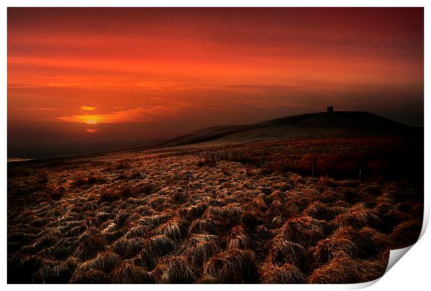 Rivington pike sunset Print by Robert Fielding