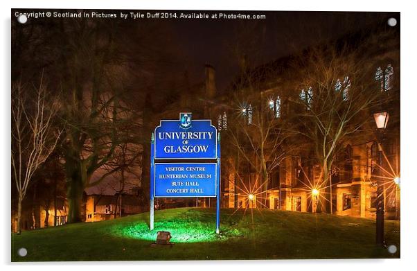 Glasgow University at Dusk Acrylic by Tylie Duff Photo Art